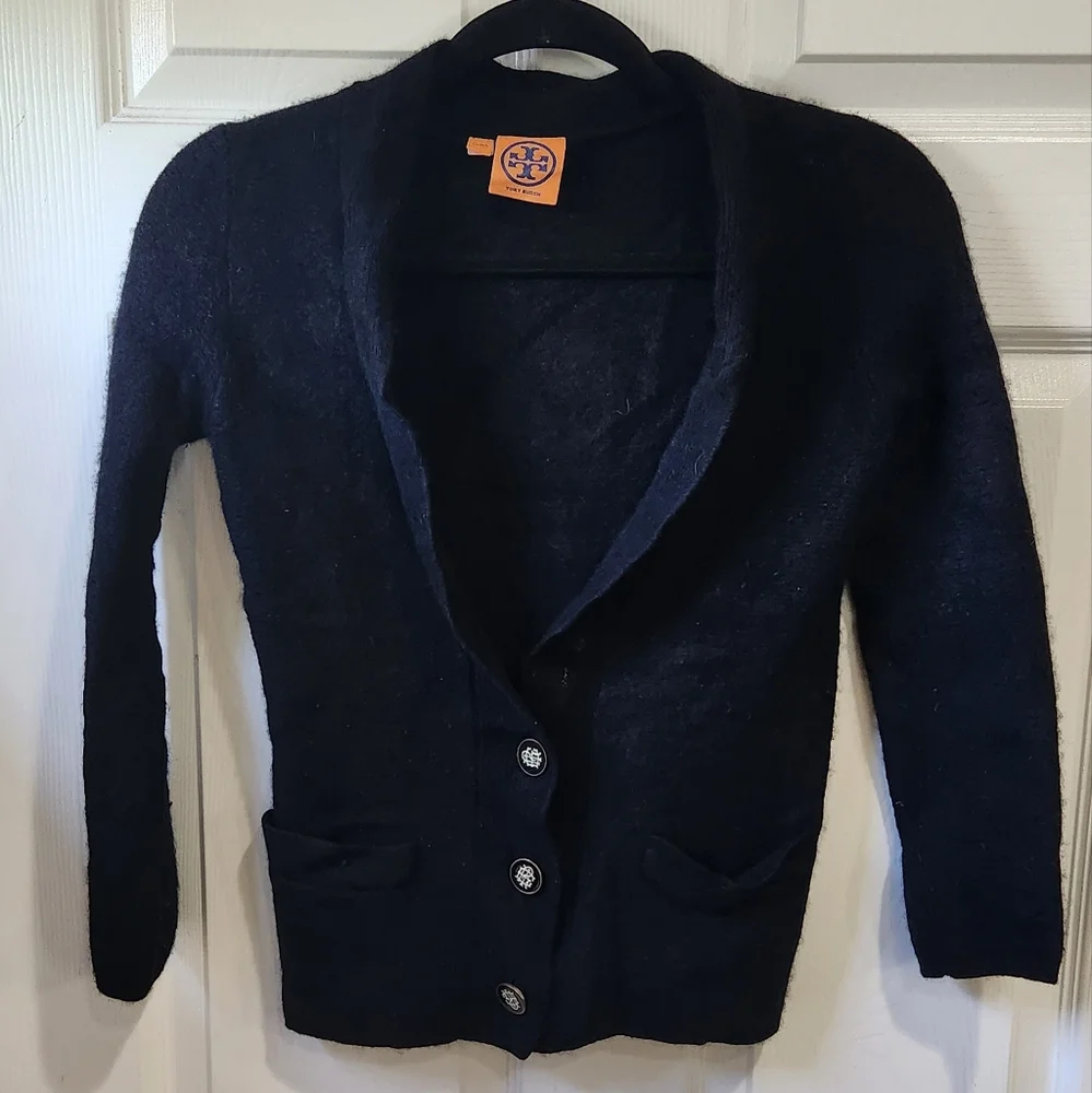 Tory Burch black sweater cardigan (no size/fabric tags) maybe XS/S